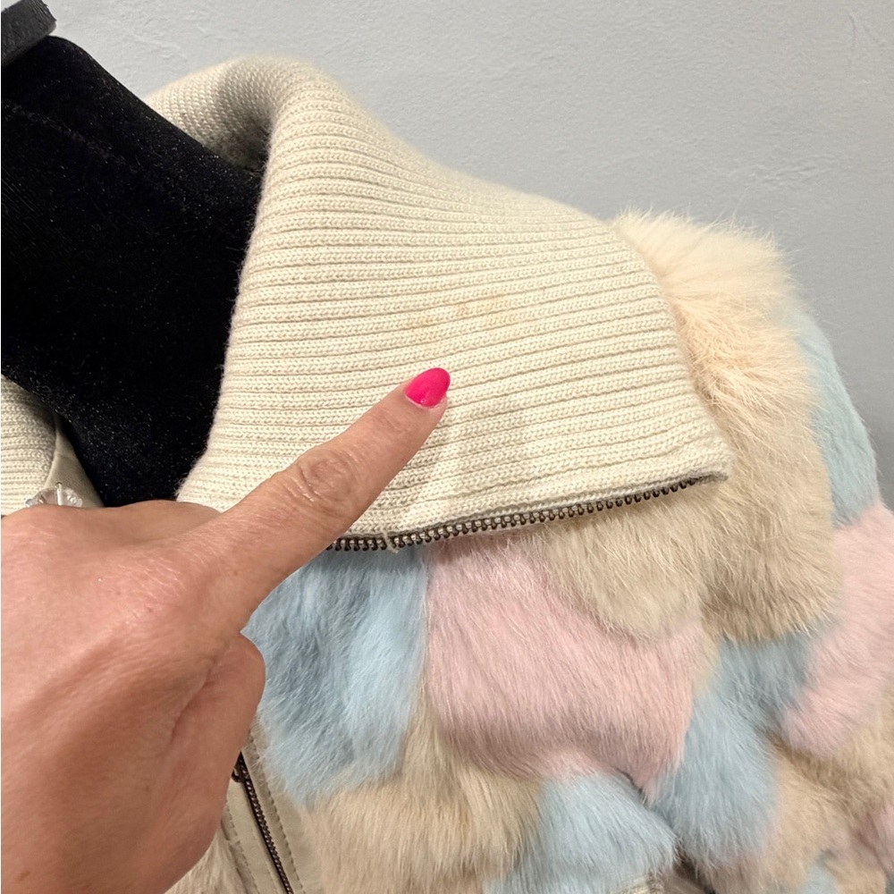 Colorful Teddy Jacket genuine, rabbit fur, multicolored coat - Picture 3 of 12